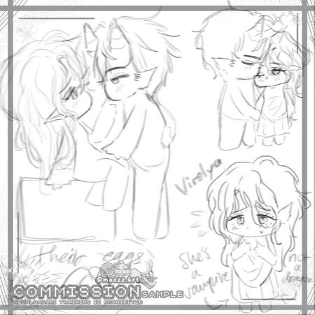 rough sketch, full body chibi+4 extra character