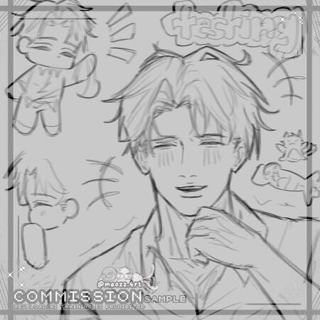 rough sketch, bust-up figure